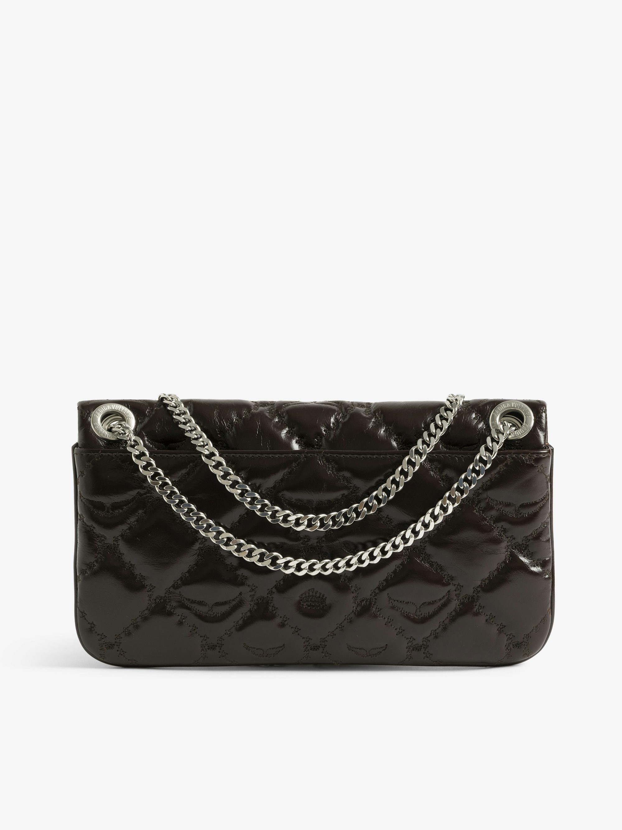 Rock II Vintage Monogram Clutch - Clutch in vintage quilted effect leather with sliding metal chain and signature wings.